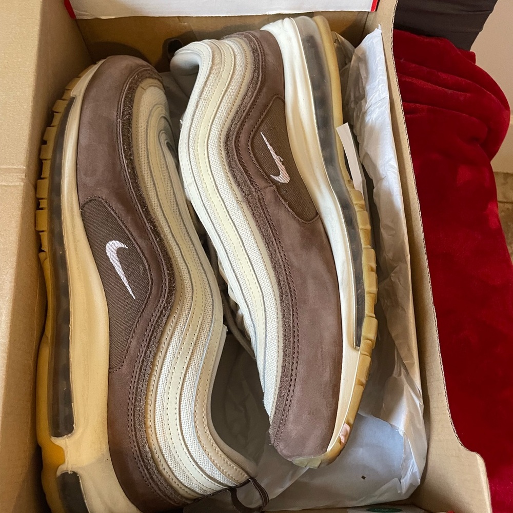 Nike Men's Brown and White Air Max 97 Sneakers, Size 15